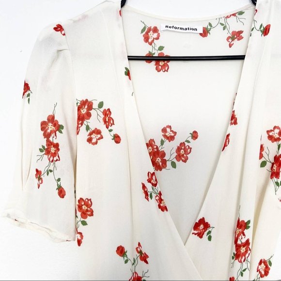 REFORMATION Lucky Floral Dress White Size Small - Picture 5 of 8
